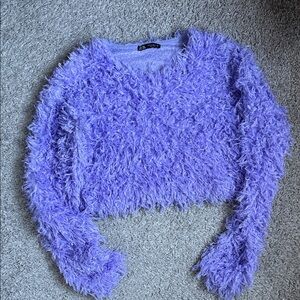 Zara Purple Fuzzy Crop Top